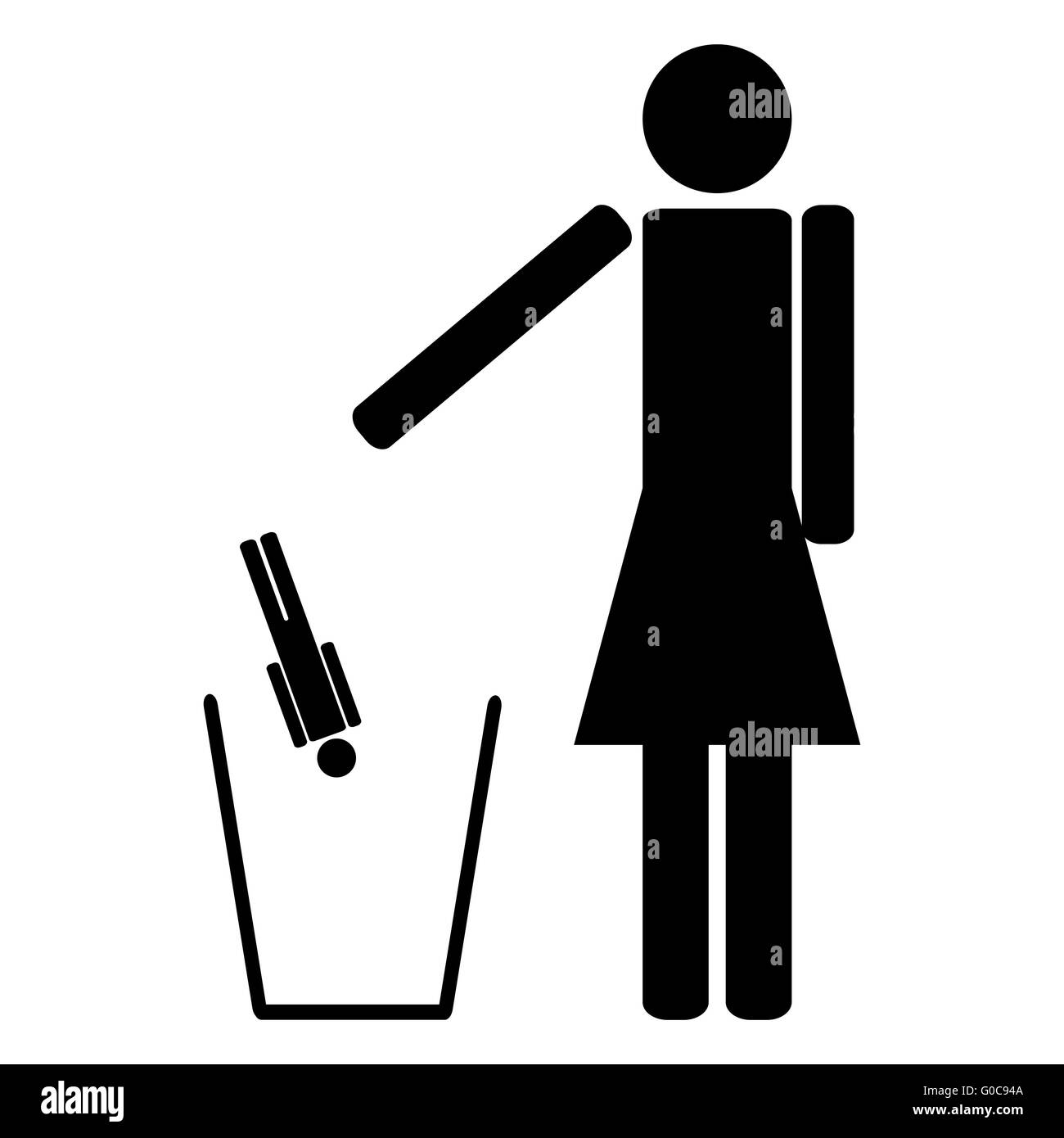 Donna getta fuori in un cestino dell'uomo Foto Stock