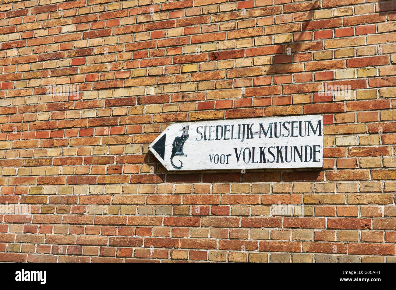 Guidepost per il museo Stedelijk, Bruges, Belgio Foto Stock