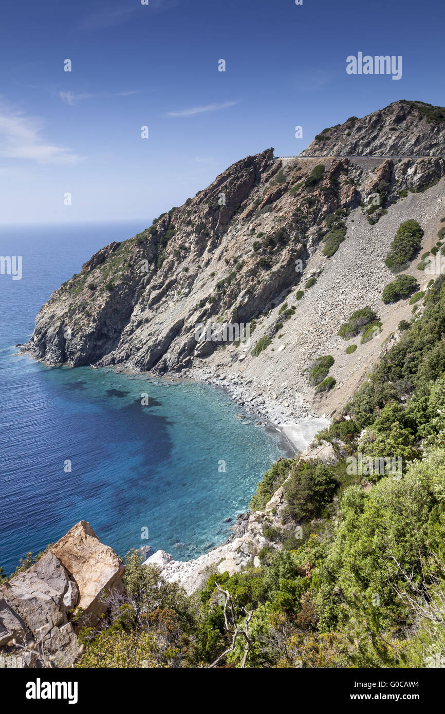 Costa dell'Isola d'Elba nei pressi di Chiessi Foto Stock