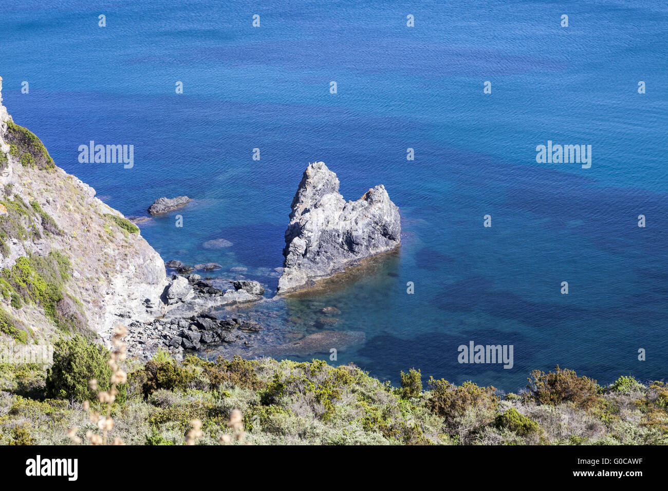 La costa vicino a Lacona, Isola d'Elba, Toscana Foto Stock
