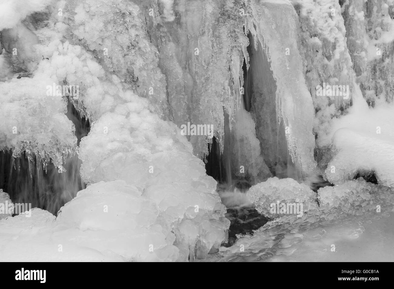 Cascate gelate in inverno, Bassa Sassonia, Germania Foto Stock