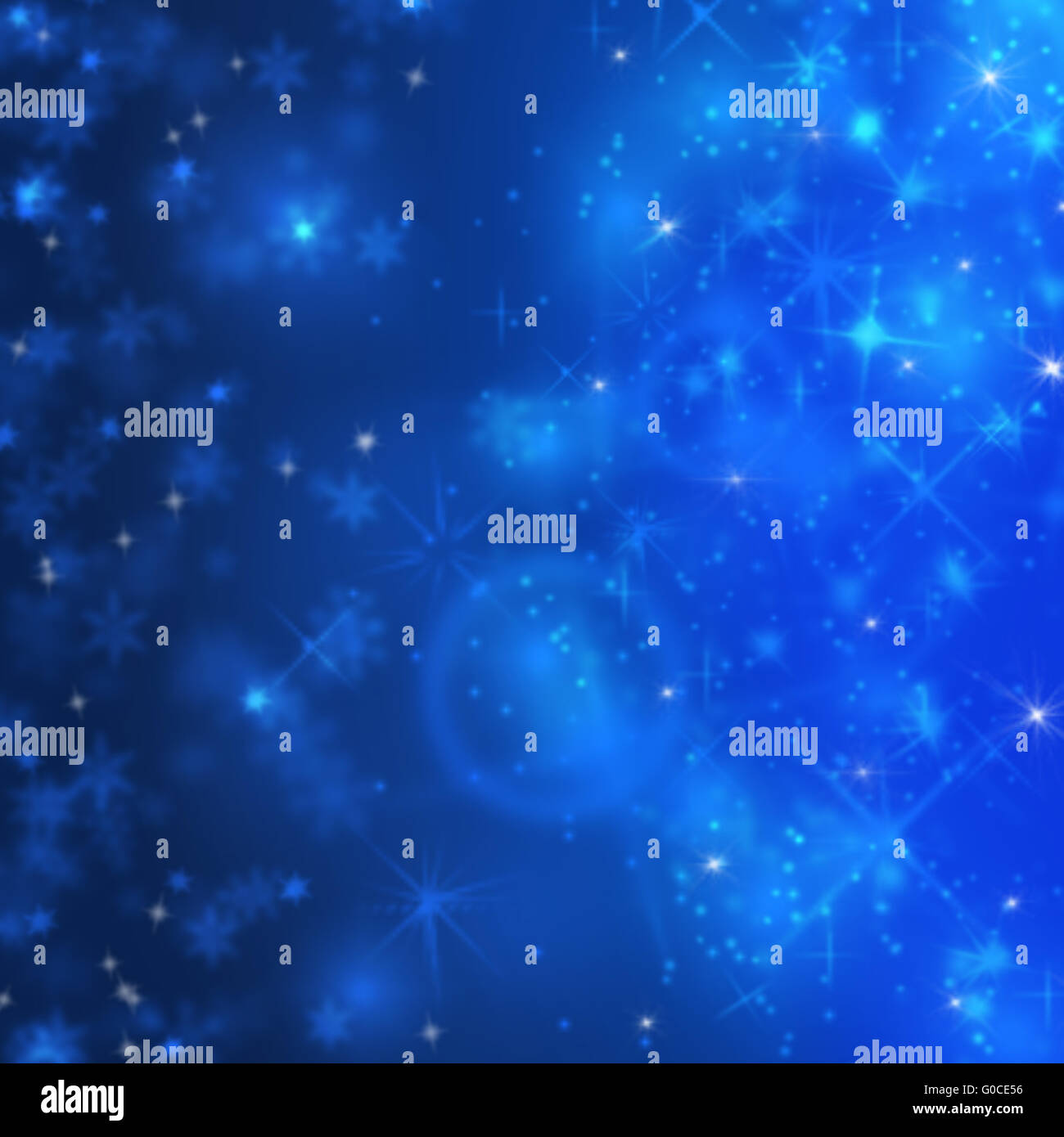 Sfondo di Natale con i fiocchi di neve e luci sfocate. Foto Stock