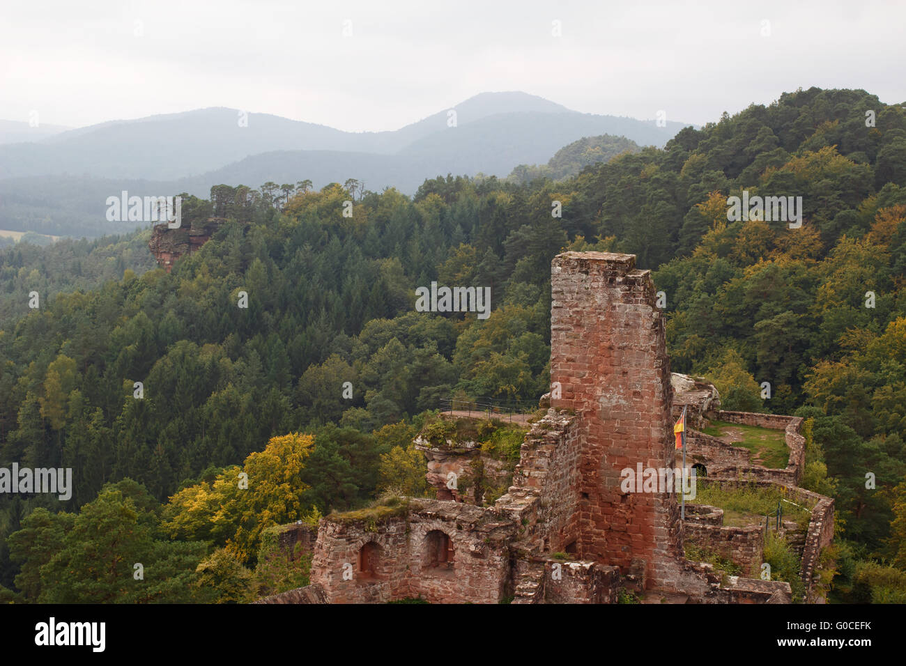 Castelli di Dahn. Germania Foto Stock