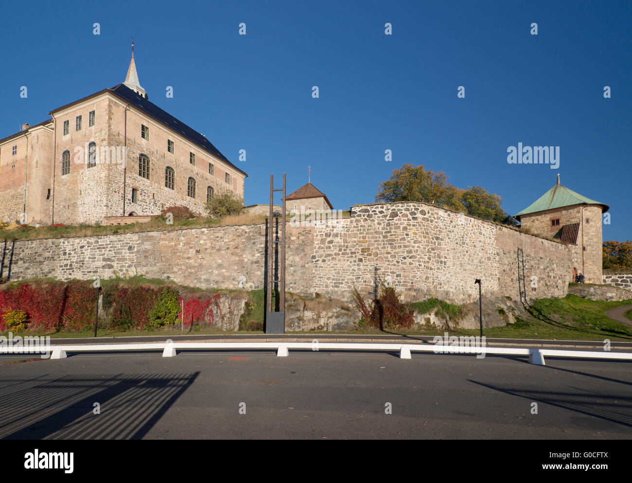 Pareti di Oslo la Fortezza di Akershus nel tardo autunno Foto Stock