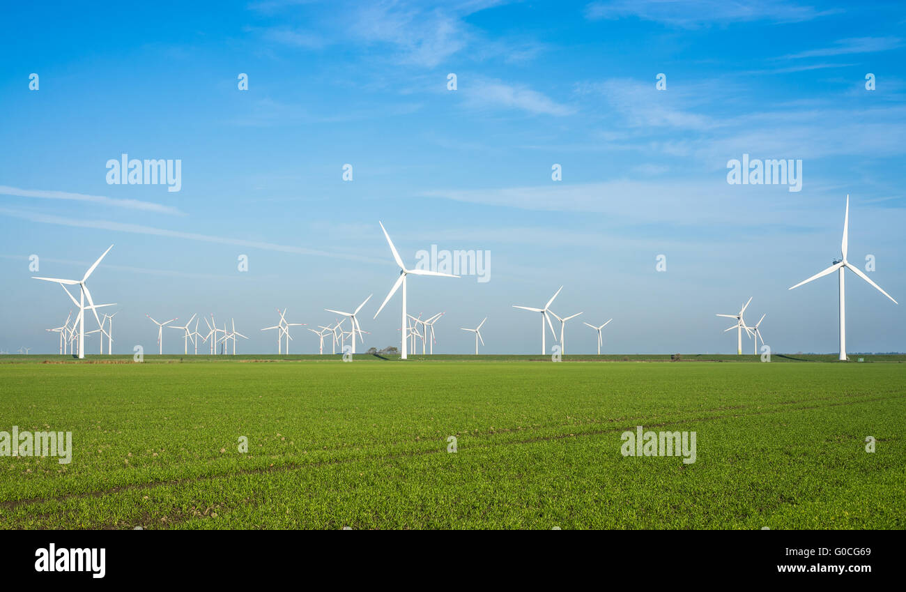 Wind power station in Germania settentrionale Foto Stock