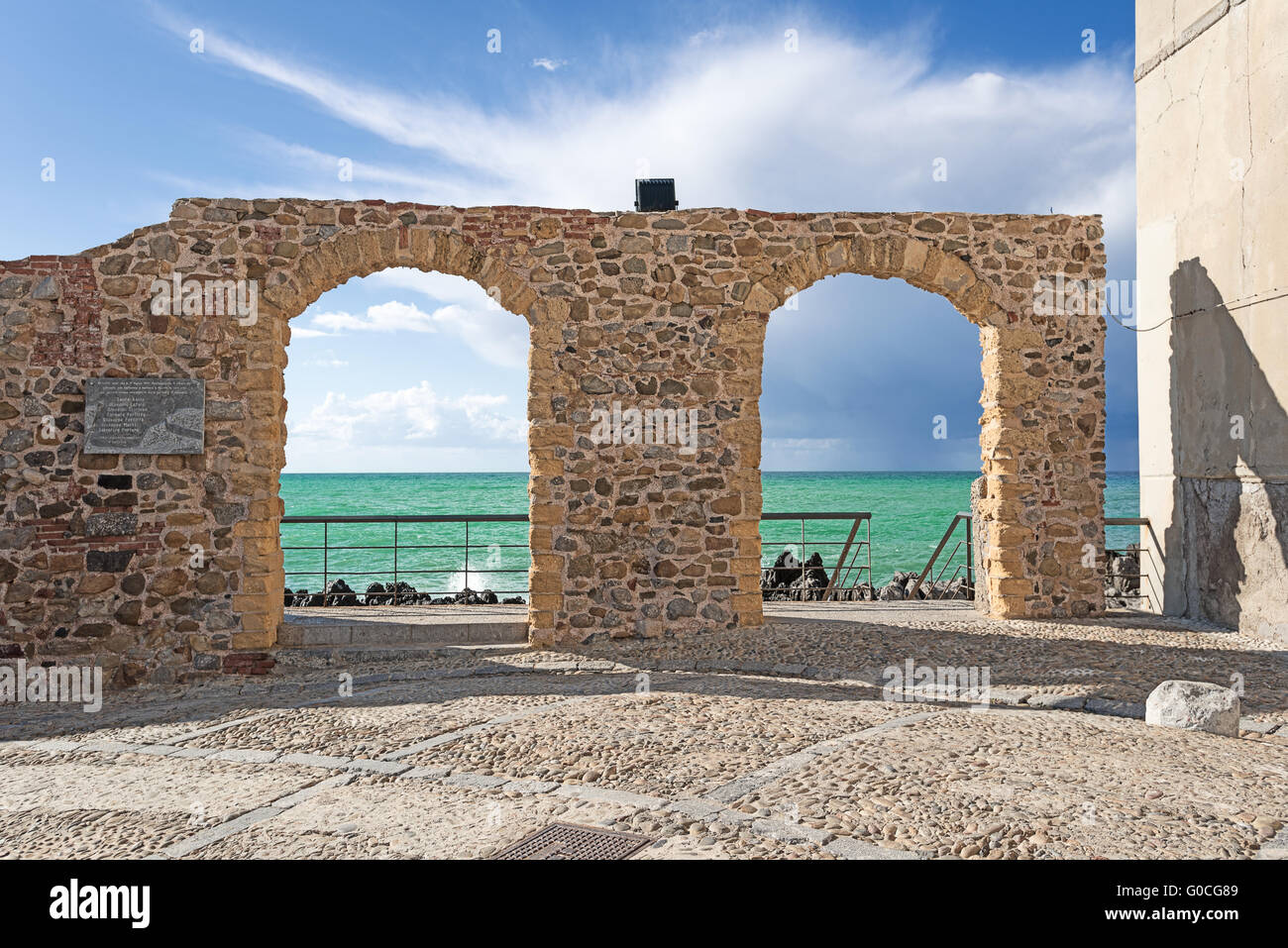 Architettura a Cefalù Sicilia archi close up Foto Stock