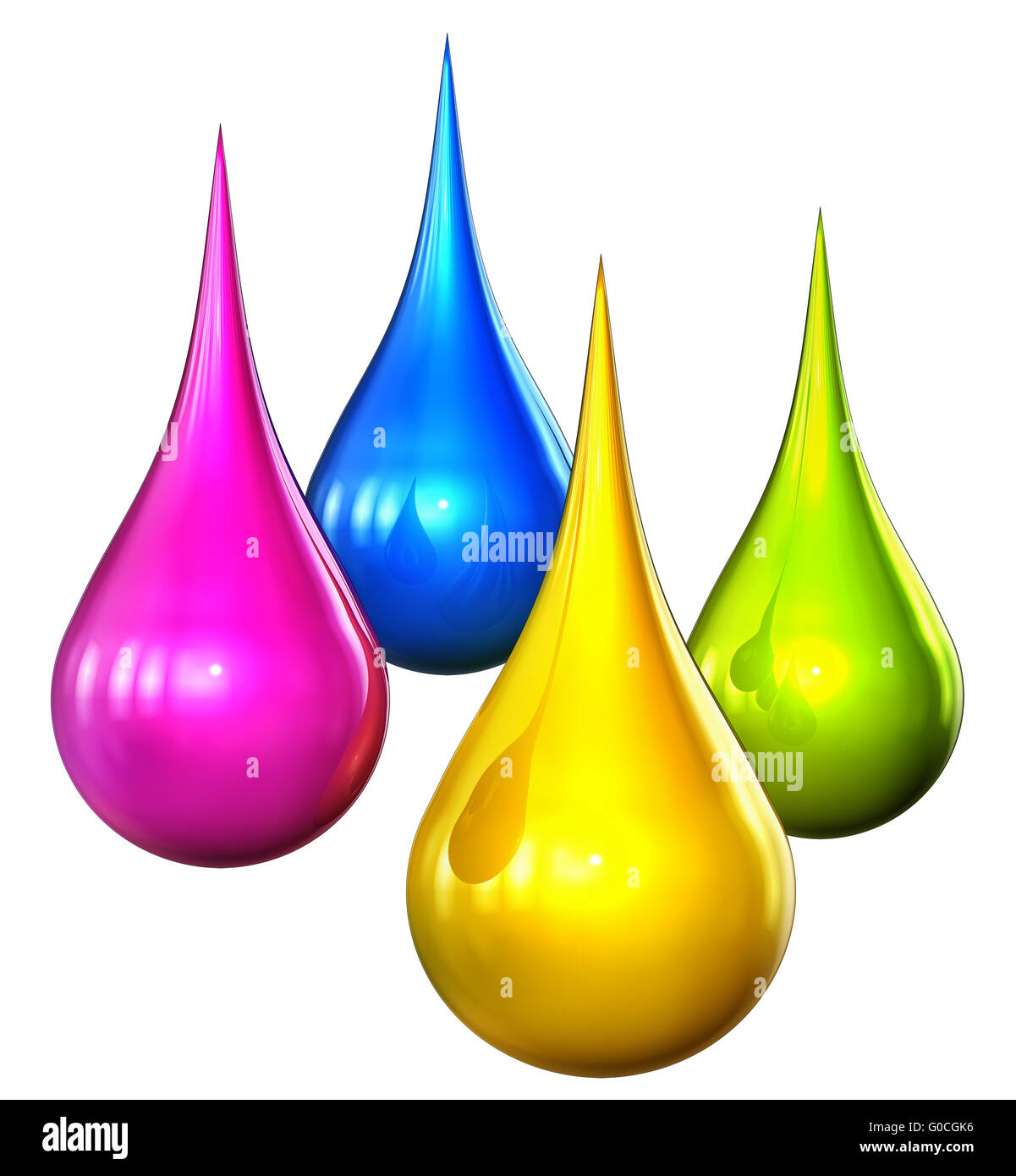 gocce di colore Foto Stock