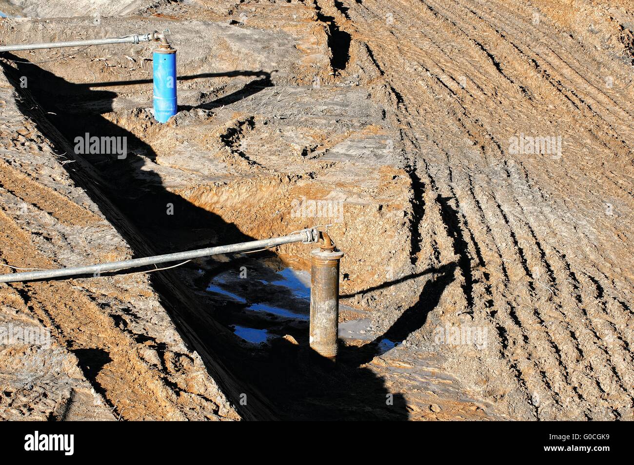 La conservazione delle acque sotterranee nel sito in costruzione Foto Stock