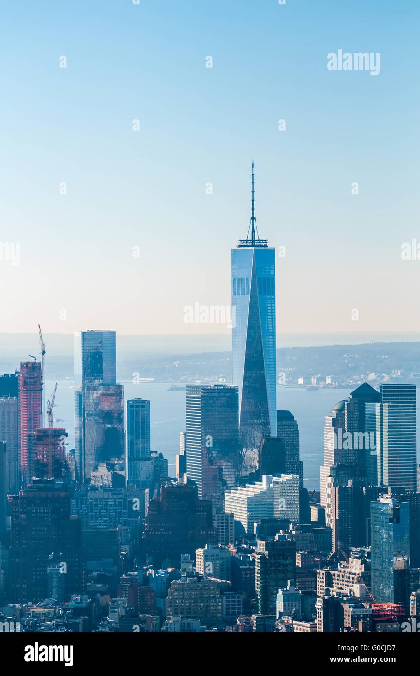 New York City Manhattan Midtown antenna vista panorama con grattacieli Foto Stock
