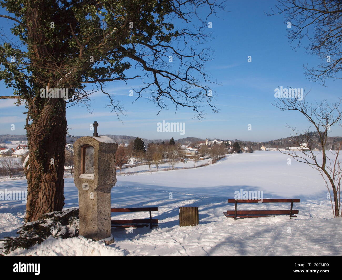 Paesaggio invernale nei pressi di Wolfegg in Alta Svevia Foto Stock