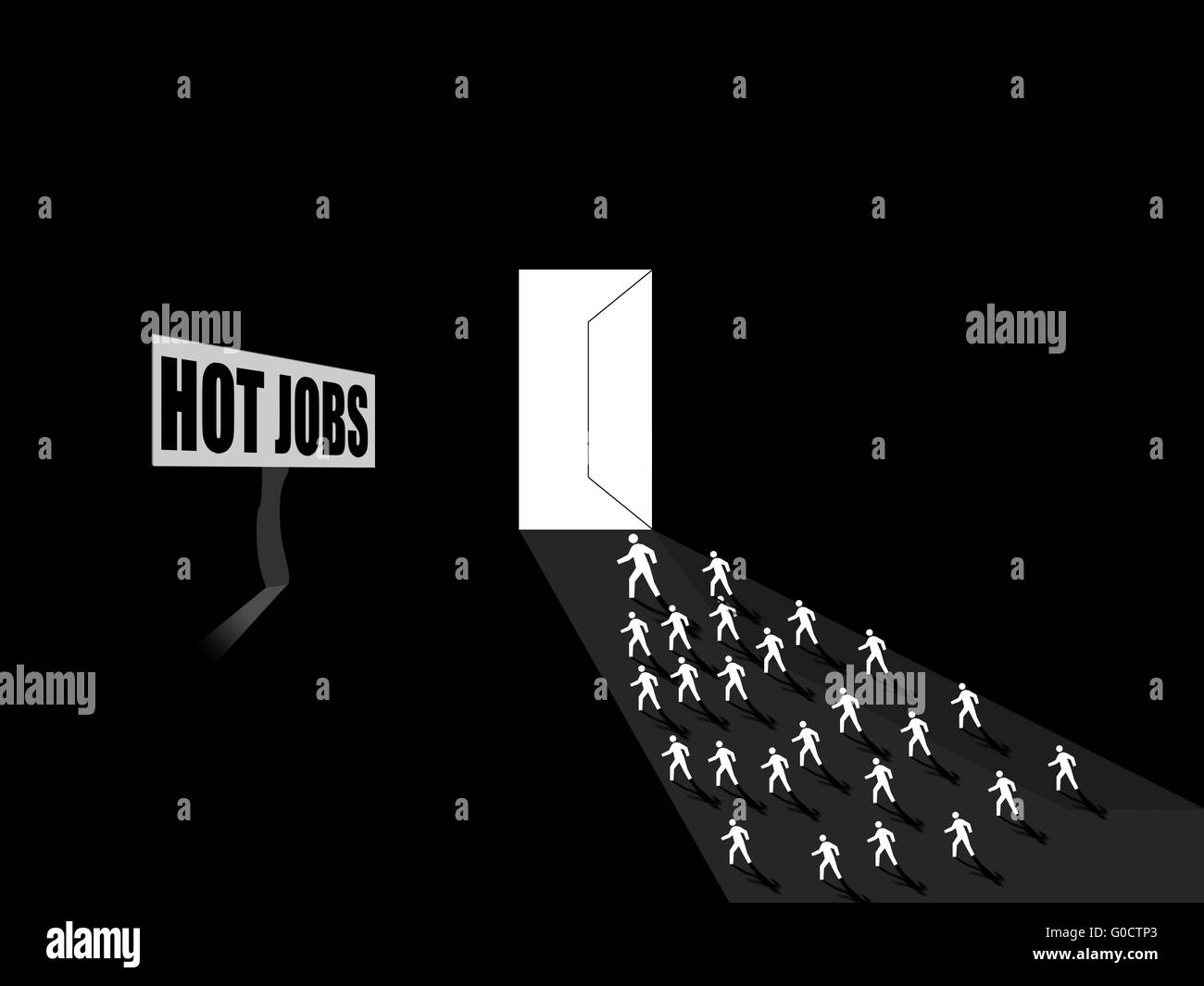 Le persone che eseguono per hot jobs lavaro concept Foto Stock