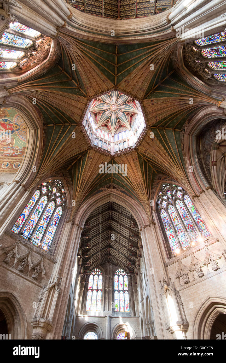 Cattedrale di Ely interno soffitto dettaglio Foto Stock