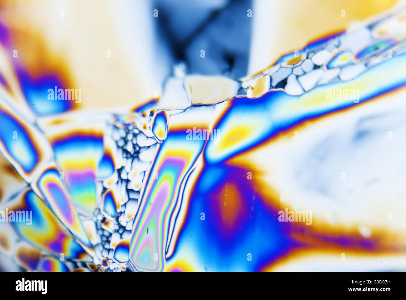 Microcristalli in luce polarizzata Foto Stock