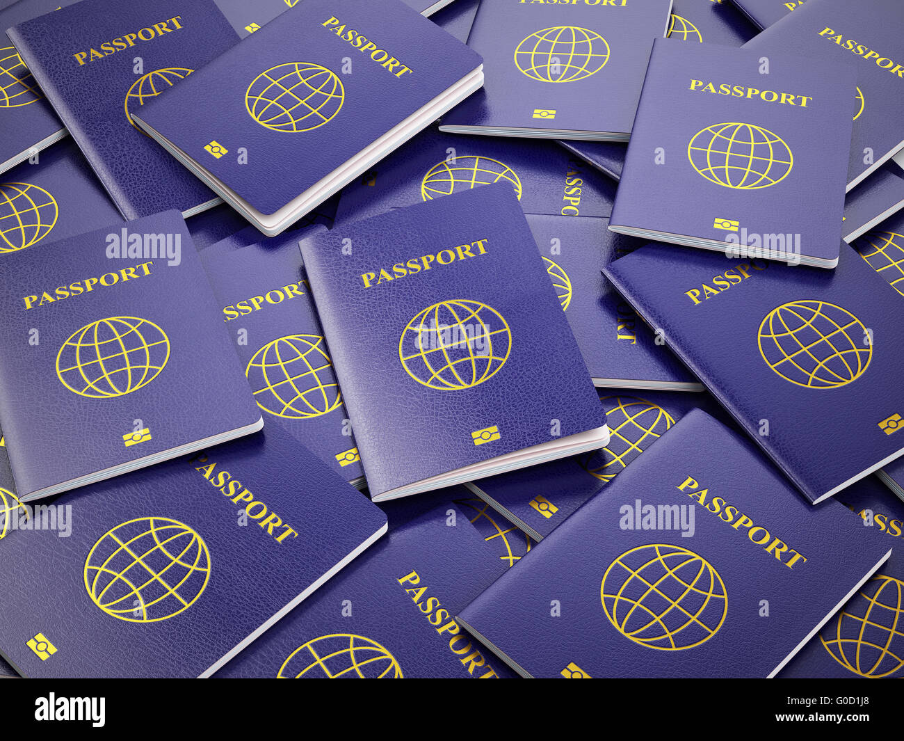 Passaporto. Travel turism o concetto doganale dello sfondo. 3d illustrazione Foto Stock
