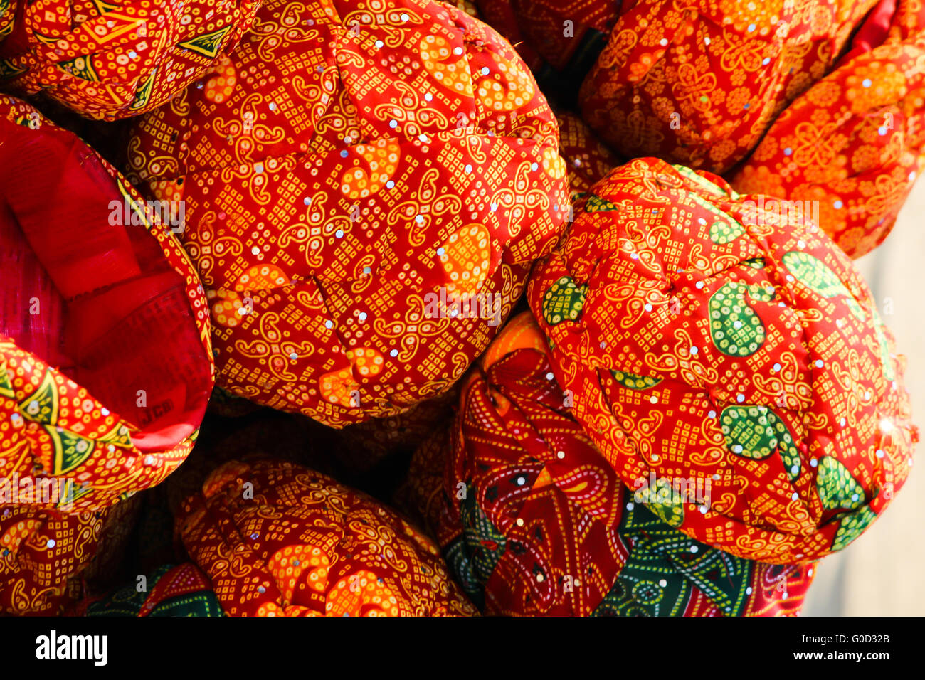 Rajasthan turbanti in vendita Foto Stock