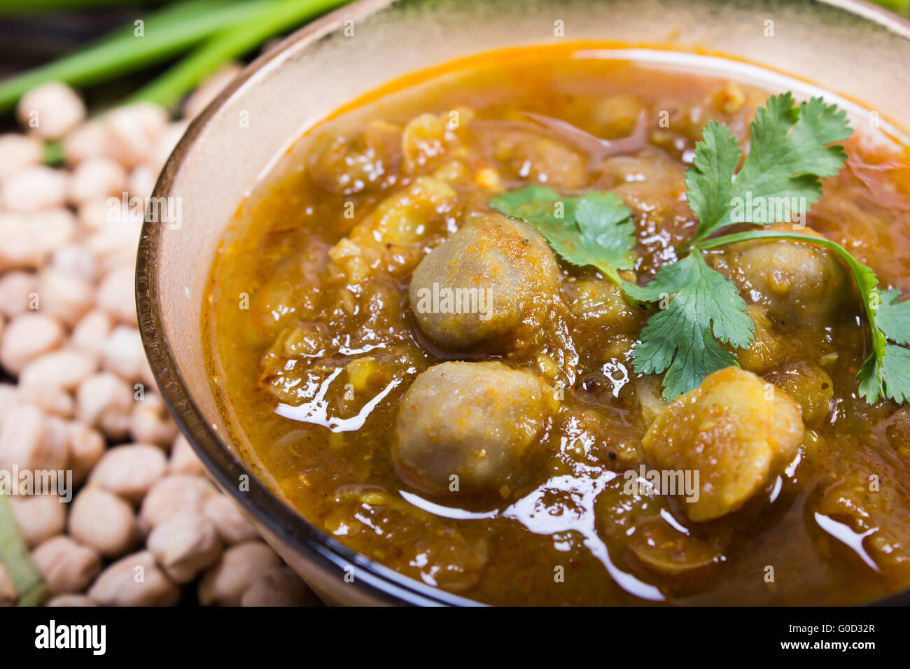 Chana masala vista ravvicinata Foto Stock