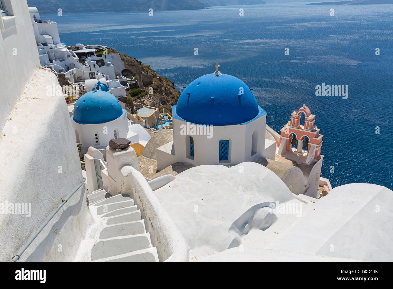 Architettura e paesaggio dell'isola di Santorini, Grecia Foto Stock
