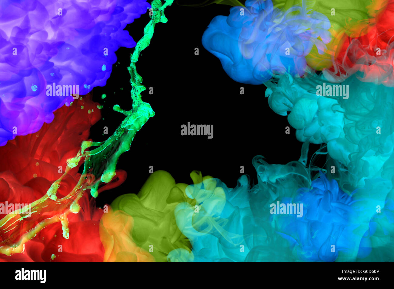 Colori acrilici in acqua. Abstract background. Foto Stock