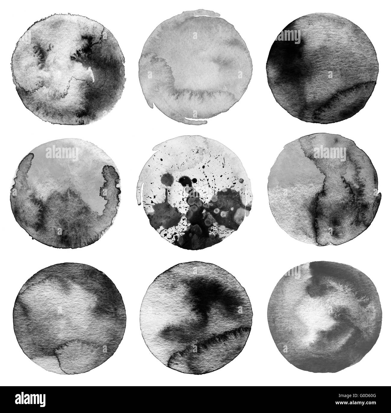 Serie di acquerelli astratti blot Foto Stock