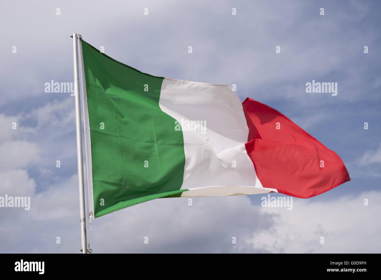 Sventola Bandiera italiana Foto Stock