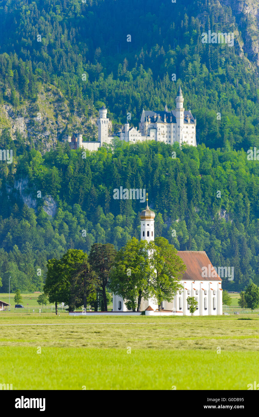 Punto di riferimento castello di Neuschwanstein in Baviera, Germania Foto Stock