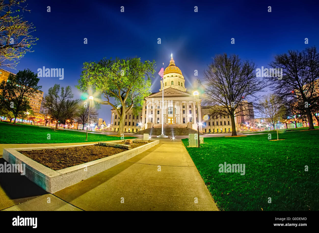 Topeka kansas downtown di notte Foto Stock