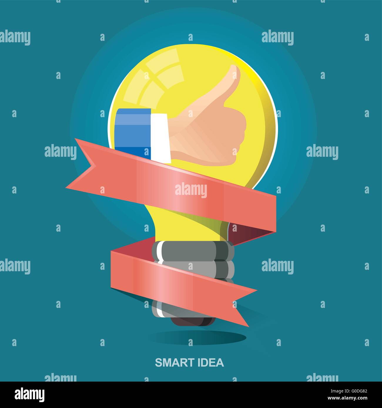 Illustrazione Vettoriale concetto icona per pollice in alto, buona idea. Smart pensare. Buon lavoro. Scelta intelligente Illustrazione Vettoriale