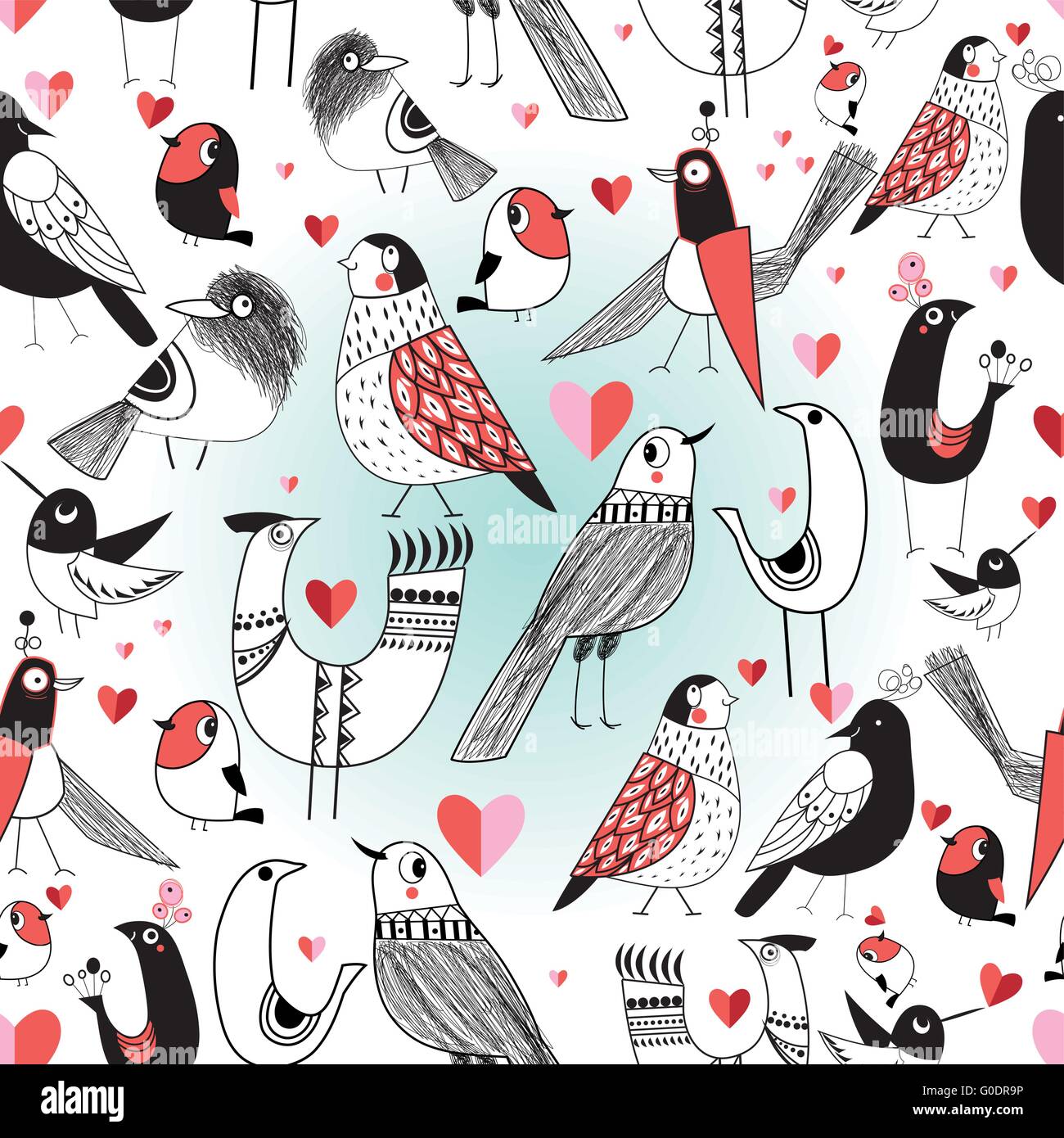 Schema grafico in amore gli uccelli Illustrazione Vettoriale