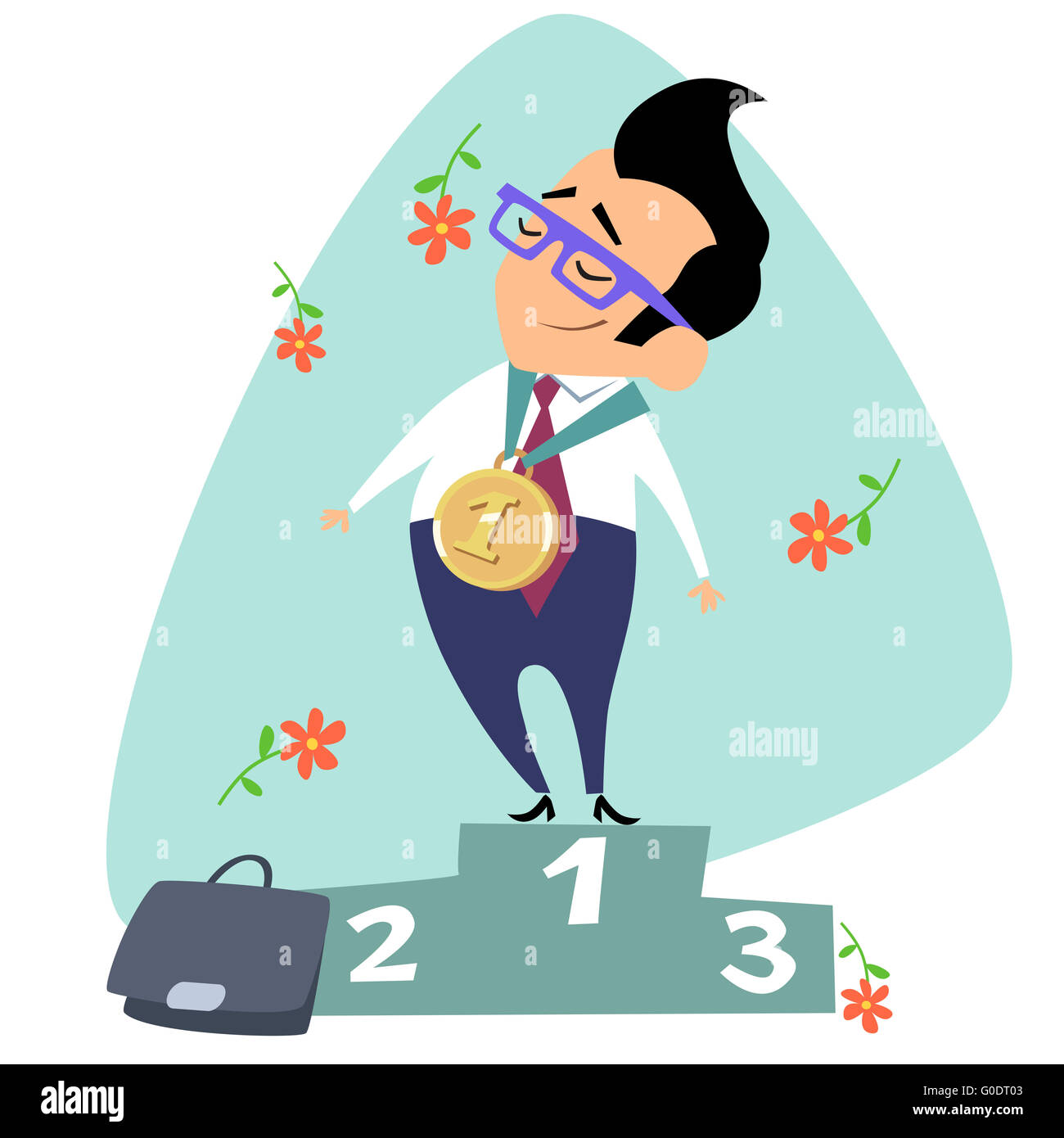 Imprenditore vincitore in primo luogo trionfo tema business sp Foto Stock