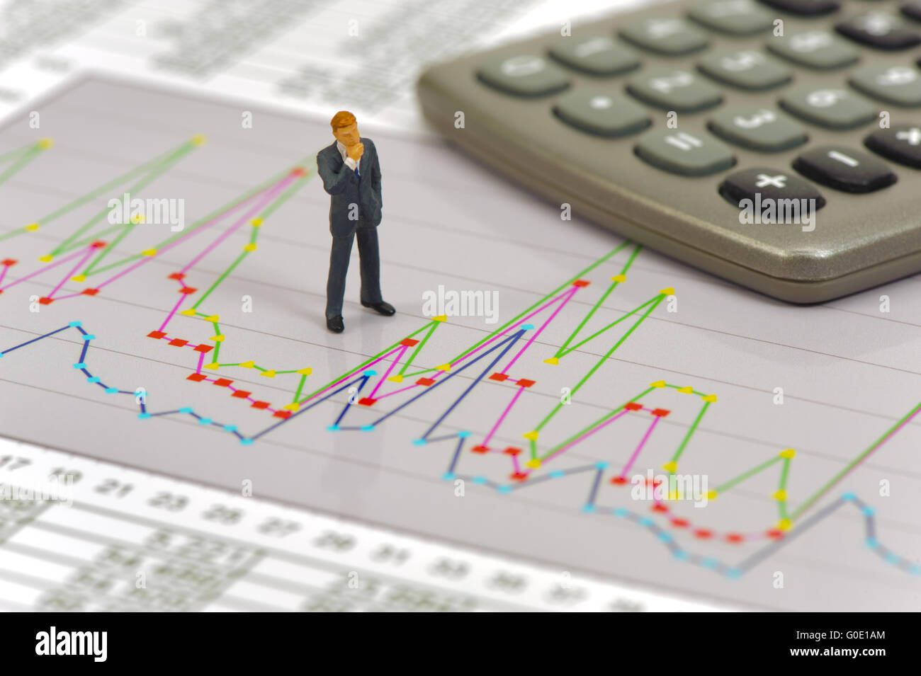 Finanziamento e bilancio calcolo con grafico Foto Stock