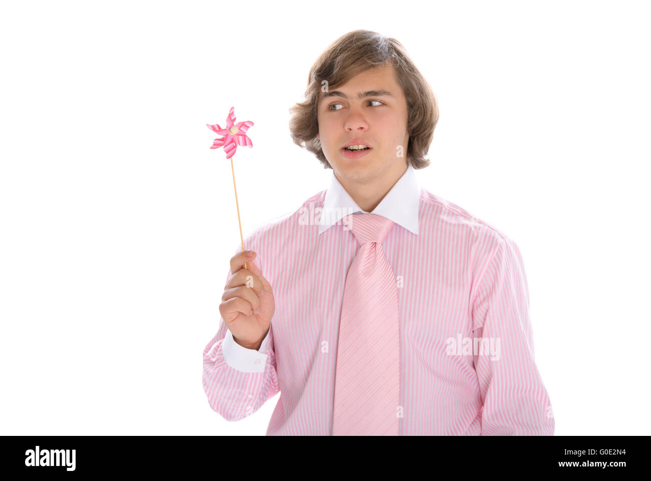 Adolescente in tuta con legami con la banderuola Foto Stock