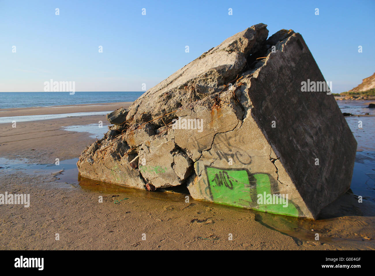 Bunker sulla spiaggia di Jylland Foto Stock