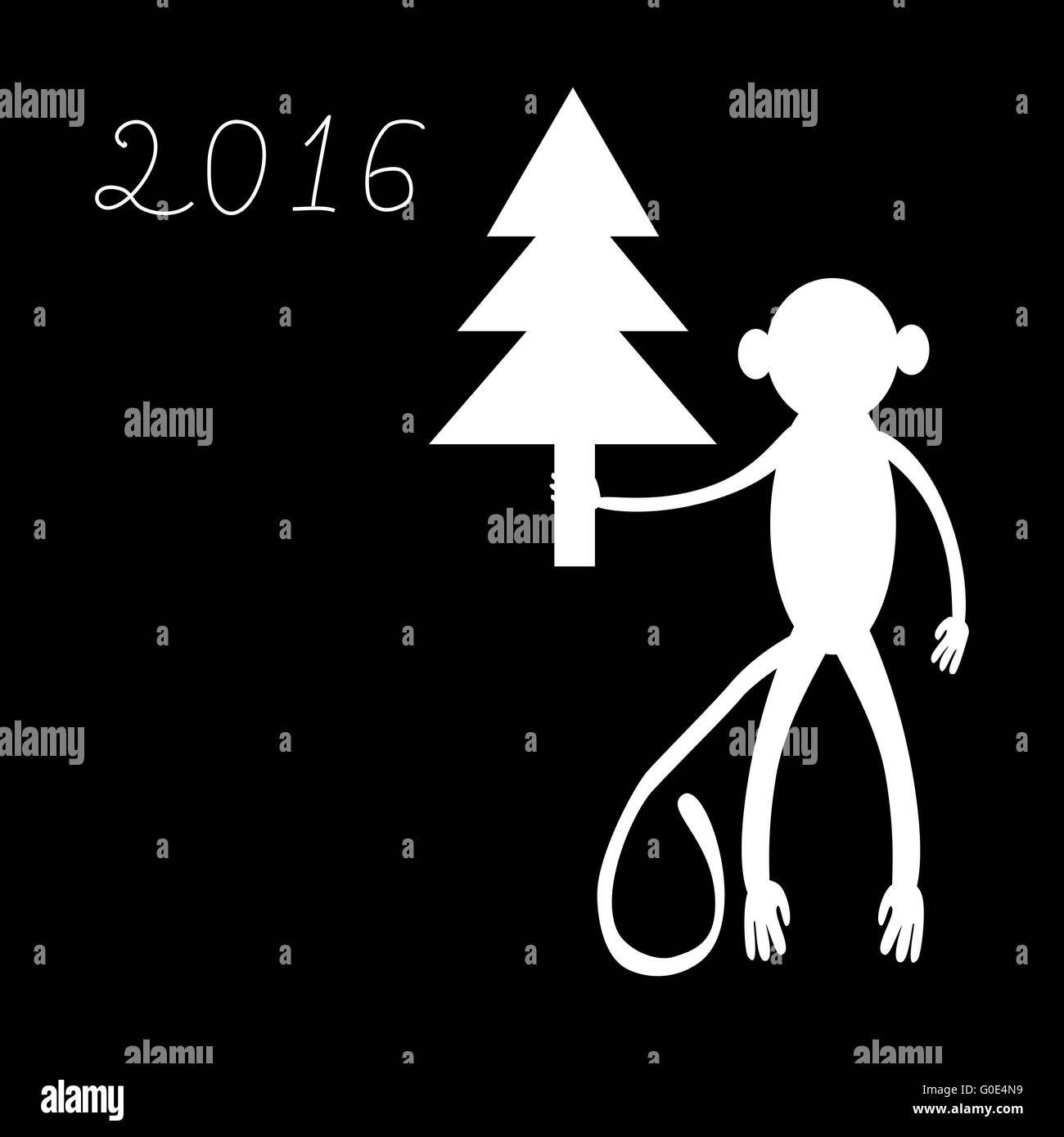 Scimmia con un albero di Natale un simbolo di 2016 Foto Stock