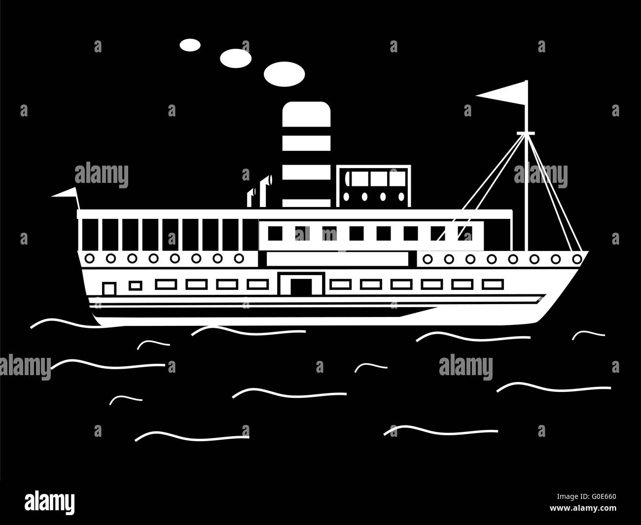 Silhouette piccola nave rétro Foto Stock