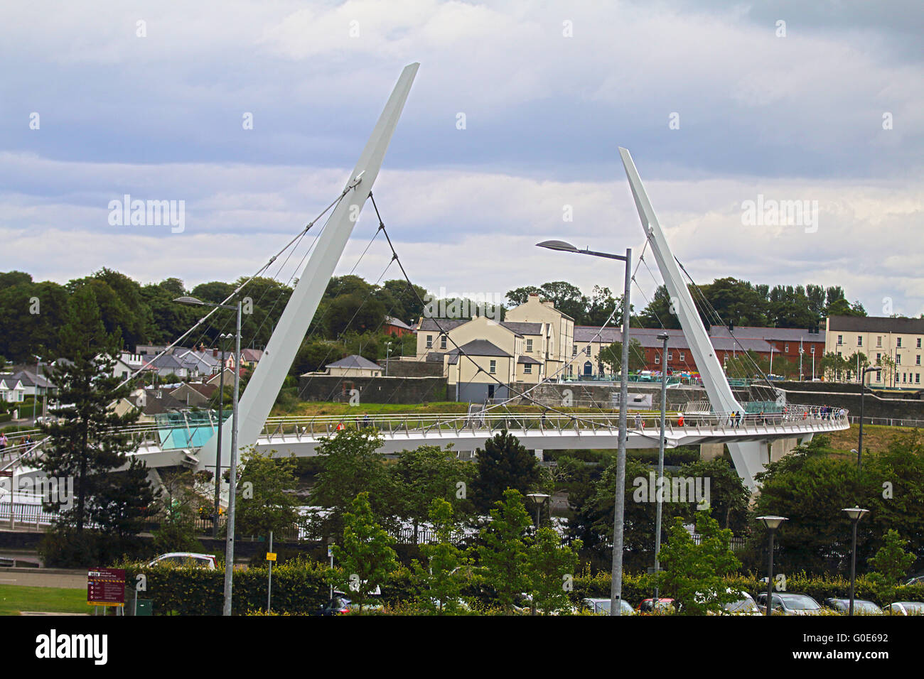 Ponte di Pace, Londonderry, Irlanda del Nord, Regno Unito Foto Stock