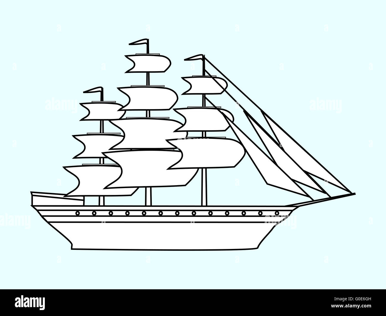 Barca a vela white ship frigate retrò mare trasporto Foto Stock