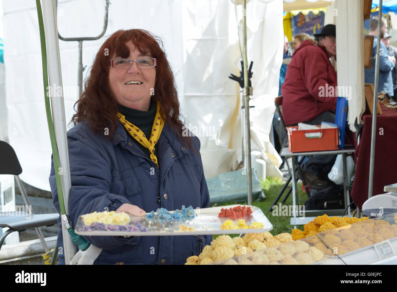 Mercato artigianale villaggio provenzale a Maggio 1, 2016 in Binche, Belgio Foto Stock