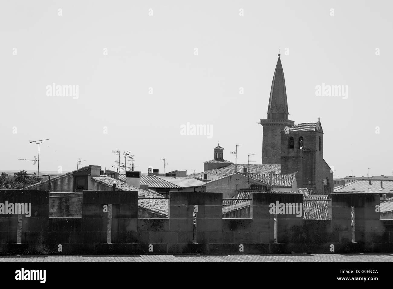 Dal castello di Olite in bianco e nero Foto Stock