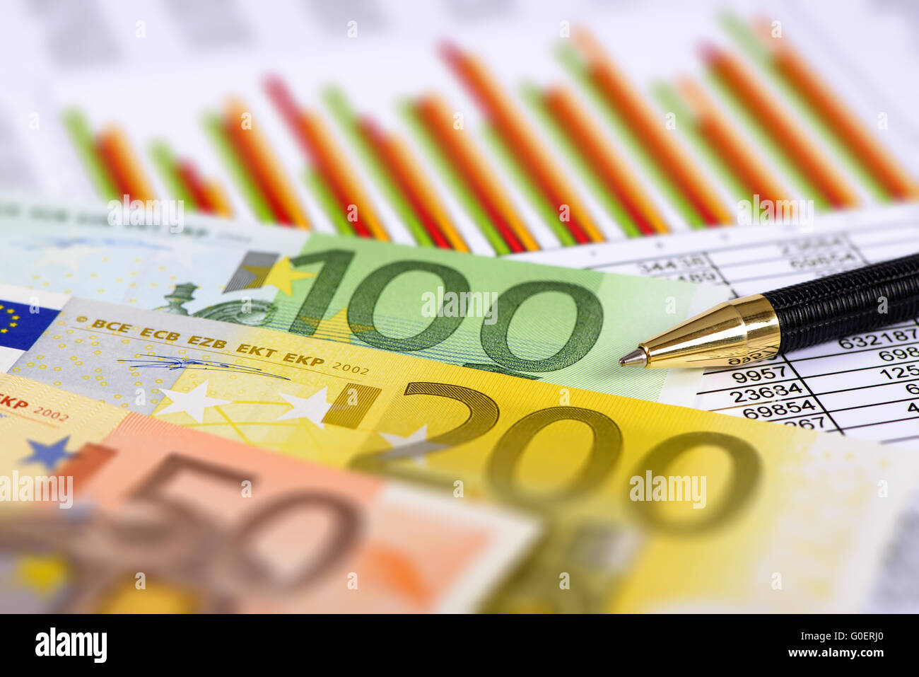 Borsa con l euro e grafico Foto Stock