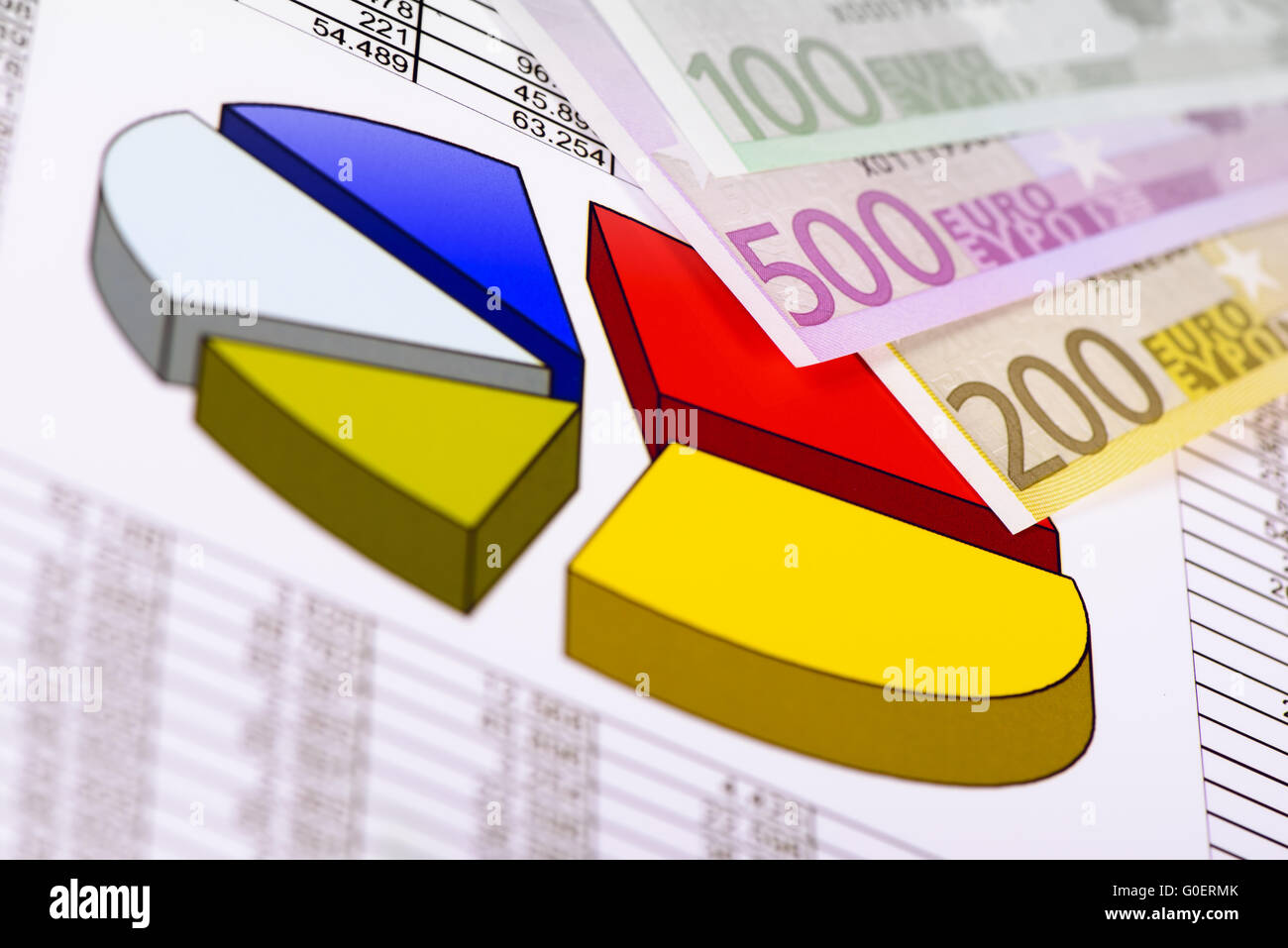 Finanziamento e bilancio calcolo con grafico Foto Stock