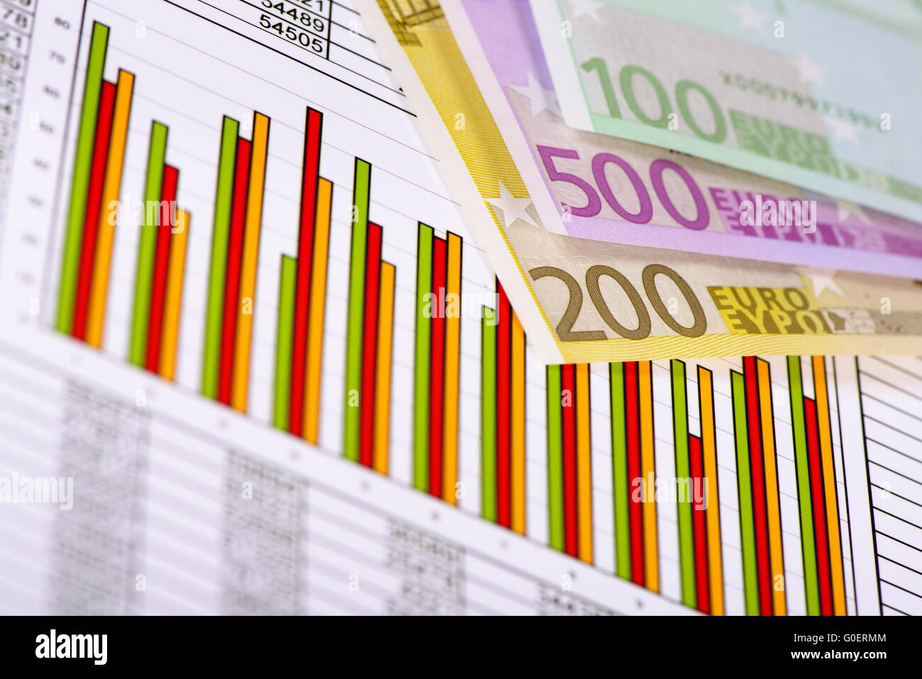Grafico del mercato azionario con Euro Foto Stock