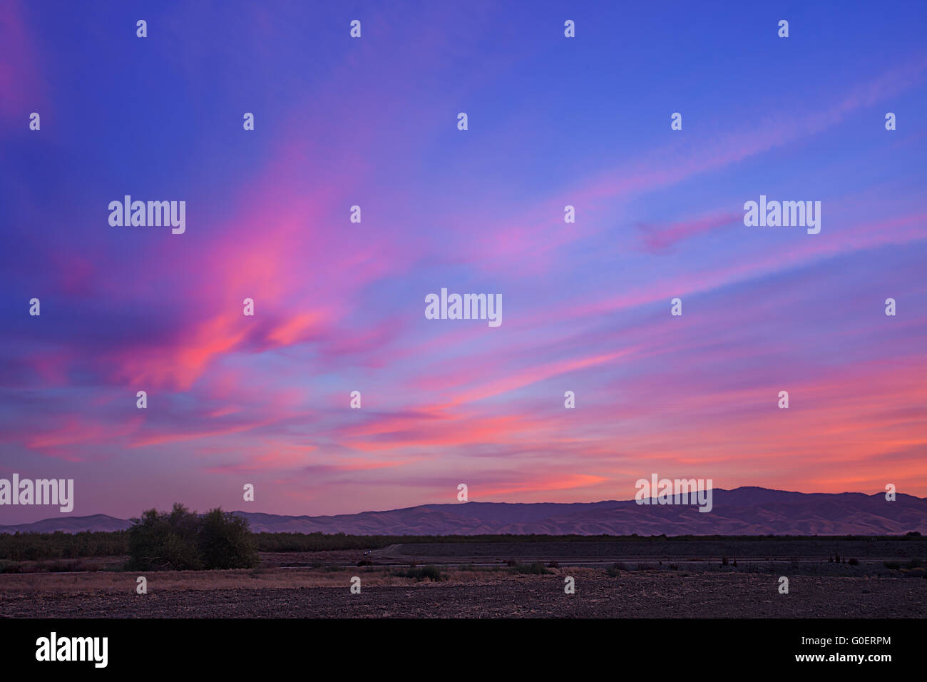 Tramonto su San Joaquin River National Wildlife Foto Stock