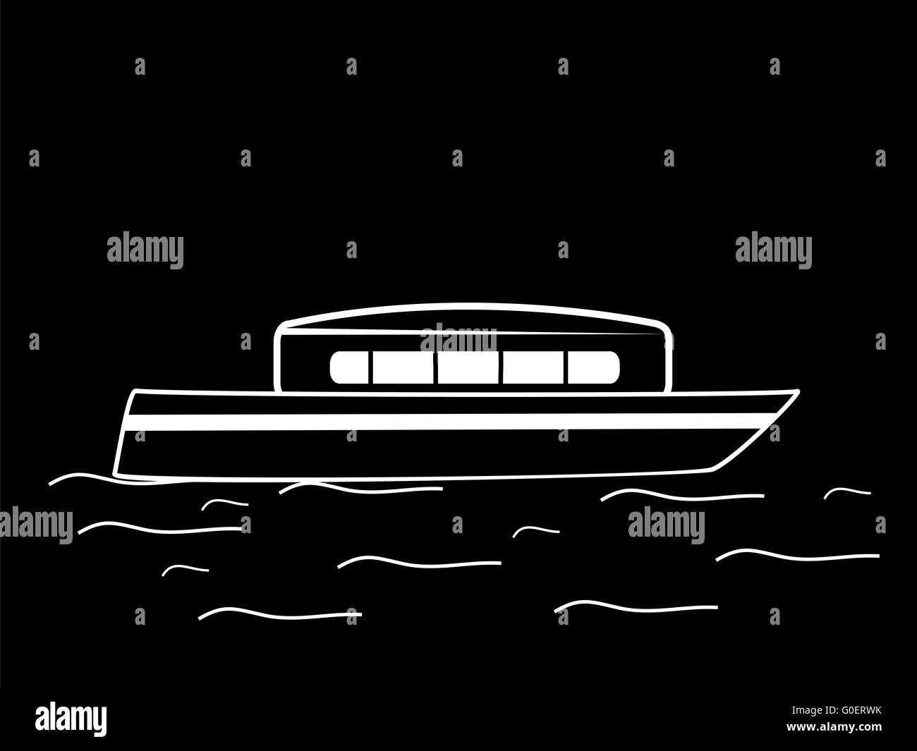 Acqua bianco nero barca Foto Stock