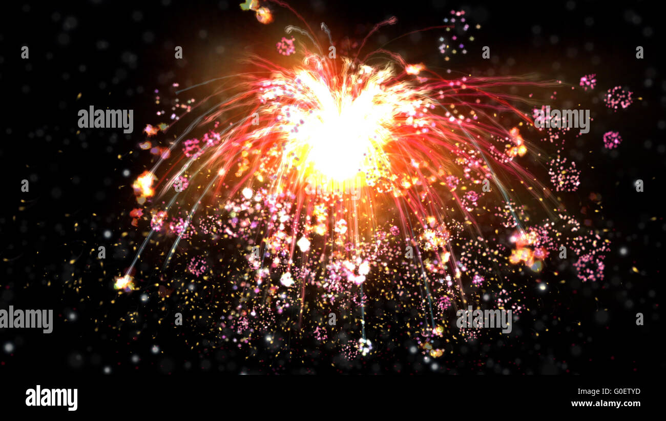 Illustrazione Digitale di fuochi d'artificio Foto Stock