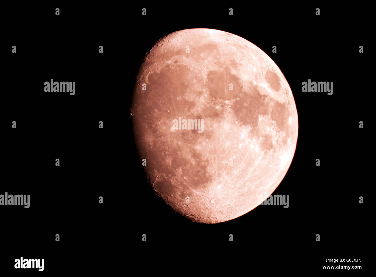 Vista del telescopio di la luna Foto Stock