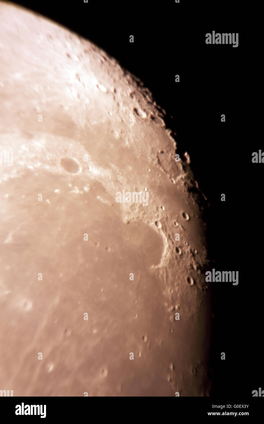 Vista del telescopio di la luna Foto Stock