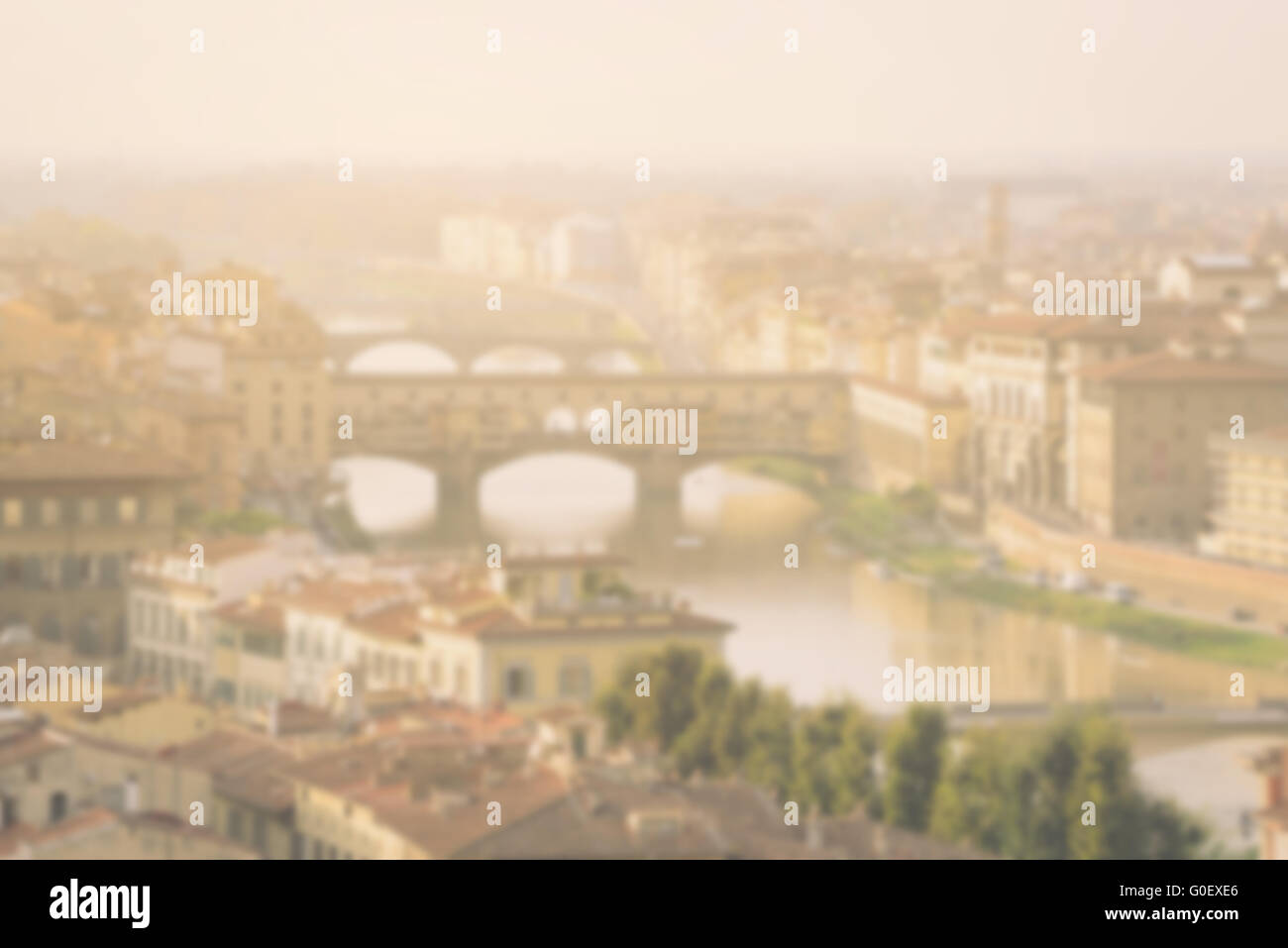 Sfocato Cityscape vista di Firenze Italia con retro Instagram filtro stile Foto Stock