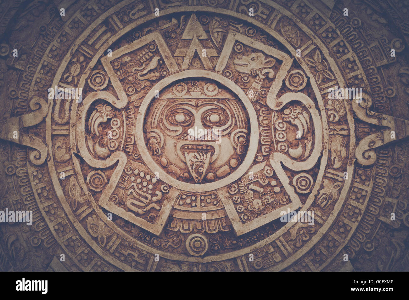 Calendario Maya con retro Intagram filtro stile Foto Stock
