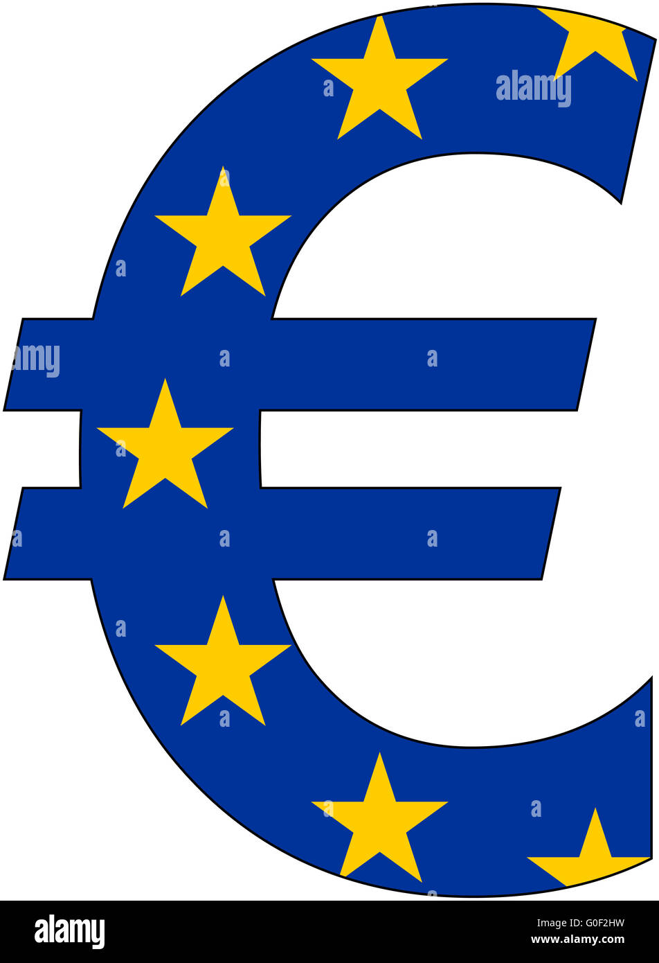 Di euro con la bandiera dell'Europa Foto Stock