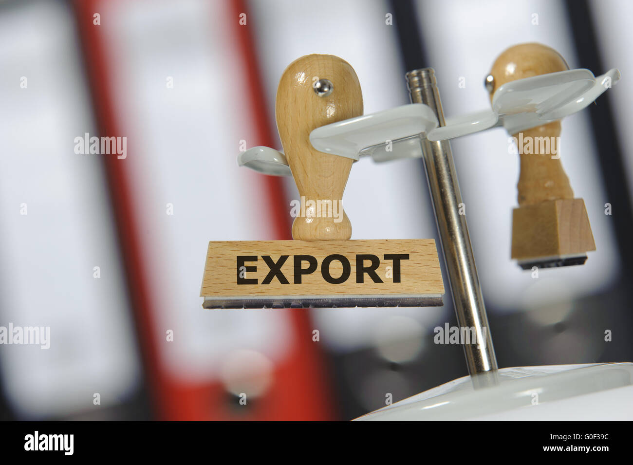 Esportazione stampato sul timbro di gomma Foto Stock